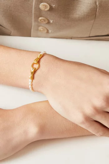 ​​x Harris Reed In Good Hands Pearl Bracelet in 18kt Gold-plated Brass