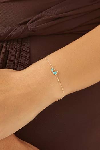 Oula XS Arabic Letter 'Faa' Enamel Bracelet in 18kt Gold