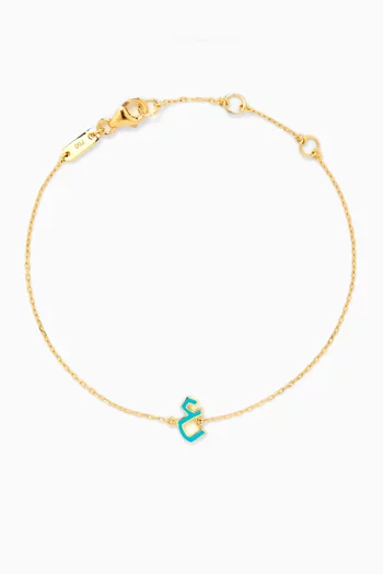 Oula XS Arabic Letter 'Ein' Enamel Bracelet in 18kt Gold