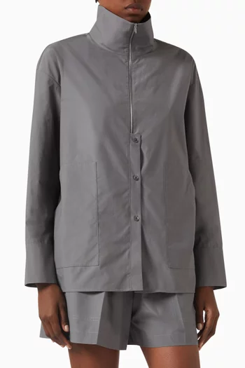 Relaxed-fit Zip-collar Shirt in Cotton