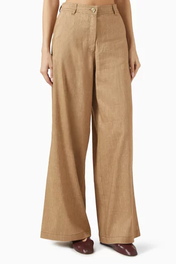 Dasum Wide-leg Pants in Linen-blend