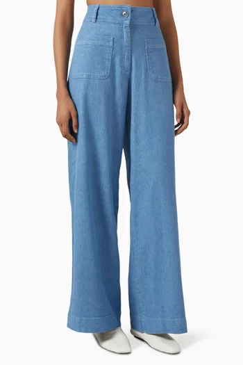 Manhatti High-waisted Pants in Cotton-linen