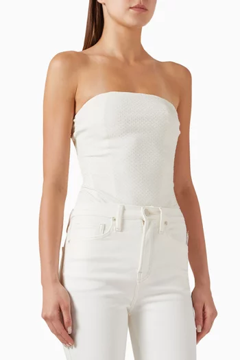 Scuba Crystal Corset Strapless Bodysuit in Stretch-nylon