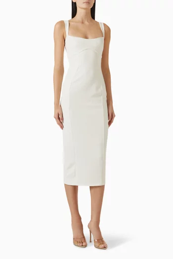 Scuba Crystal Midi Dress in Stretch-nylon