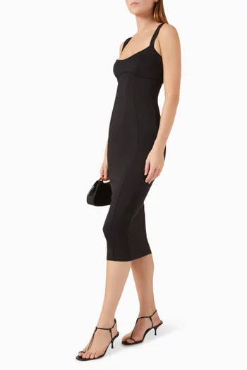 Scuba Crystal Midi Dress in Stretch-nylon