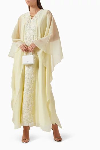 Bead-embellished Kaftan in Cotton