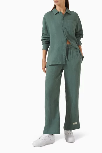 Long-sleeve Shirt in Crinkled-cotton