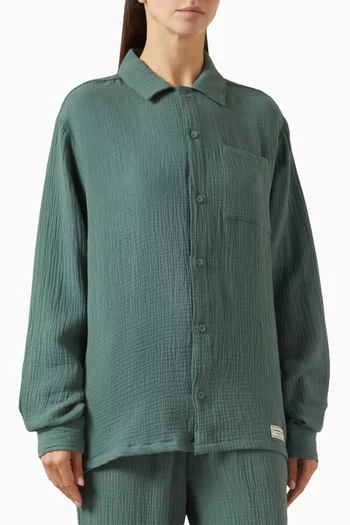 Long-sleeve Shirt in Crinkled-cotton