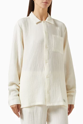 Long-sleeve Shirt in Crinkled Cotton