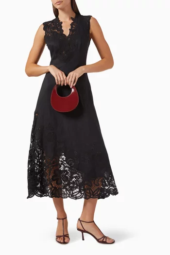 Olivette Lace-panel Dress in Linen