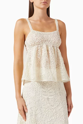 Corinne Embroidered Top in Tulle