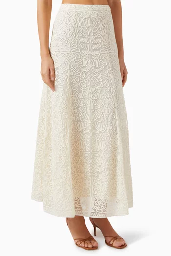 Katja Embroidered Maxi Skirt in Tulle