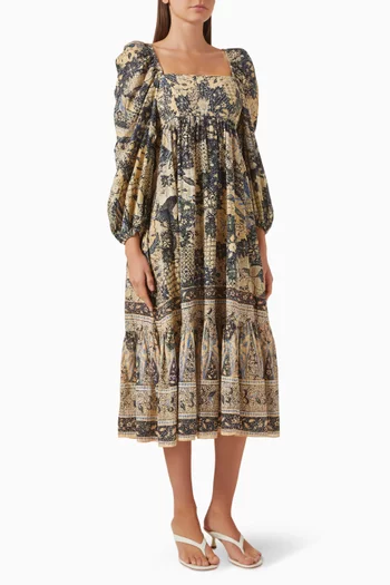 Printed Dress in Cotton Blend