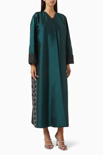 Crystal-embellished Abaya in Taffeta