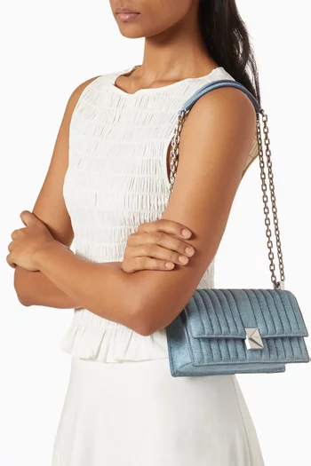 Mini Deco Crossbody Bag in Quilted Denim Suede