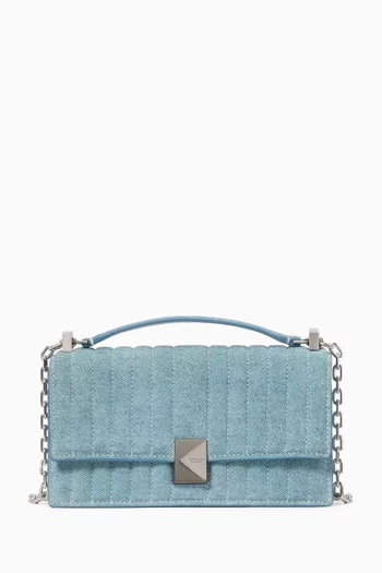 Mini Deco Crossbody Bag in Quilted Denim Suede