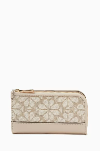 Small Spade Flower Slim Bi-fold Wallet in Canvas