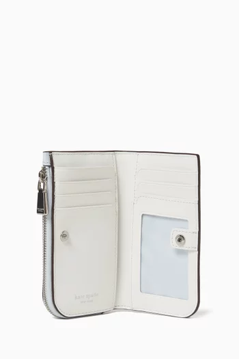 Small Spade Flower Slim Bi-fold Wallet in Leather