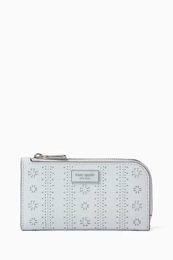 Small Spade Flower Slim Bi-fold Wallet in Leather