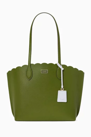 Suite Scalloped Tote Bag in Leather