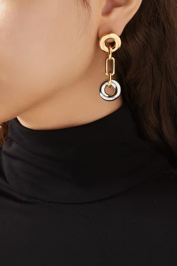 Linear Earrings in Two-tone Brass