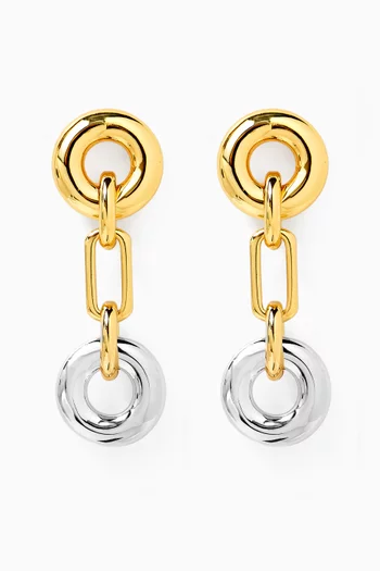 Linear Earrings in Two-tone Brass