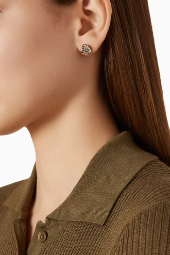 Double Knot Stud Earrings in Silver-tone Brass