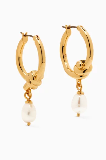 Small Pearl Drop Earrings in Gold-tone Brass