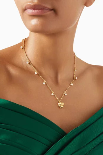 Beachside Pearl Scatter Necklace in Gold-tone Brass