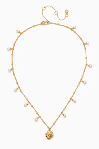 Beachside Pearl Scatter Necklace in Gold-tone Brass