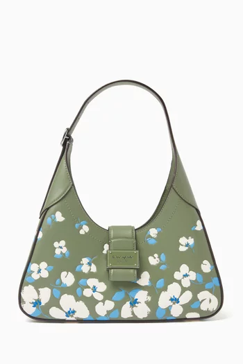 حقيبة كتف نوفو صغيرة بنقشة زهور بالشكل البستوني جلد