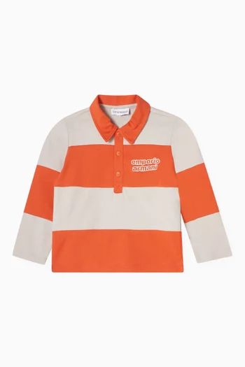 Stripe Logo Polo Shirt in Cotton