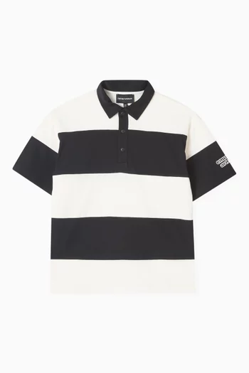 Stripe Logo Polo Shirt in Cotton