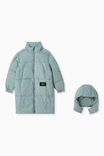 Hooded Macro Eagle Quilted Jacket