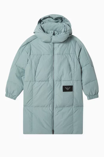 Hooded Macro Eagle Quilted Jacket