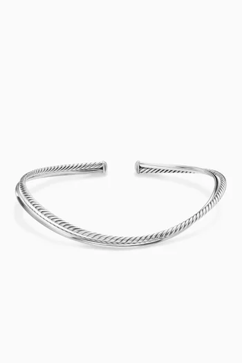 Bold Crossover Collar Necklace in Sterling Silver