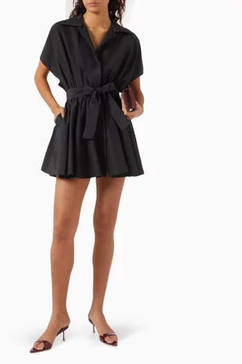 Shirt Flared Mini Dress in Poly-habotai