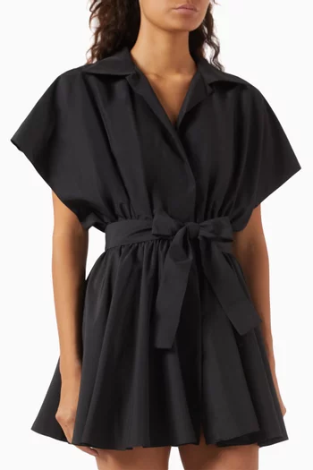 Shirt Flared Mini Dress in Poly-habotai