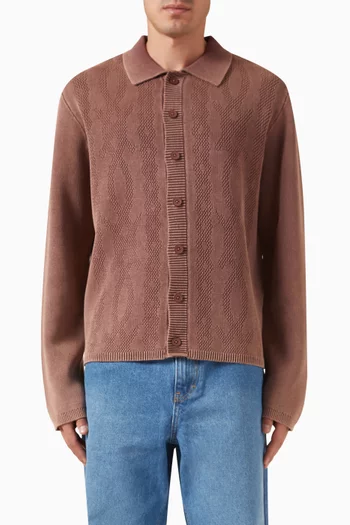 Shield Cable Cardigan in Cotton-knit