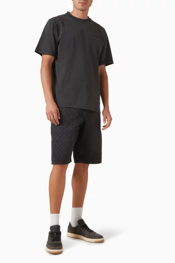 Laser Monogram Bermuda Shorts in Denim