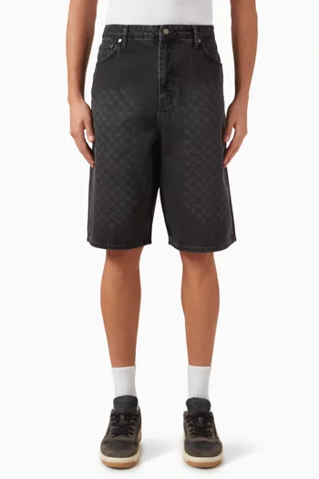 Laser Monogram Bermuda Shorts in Denim