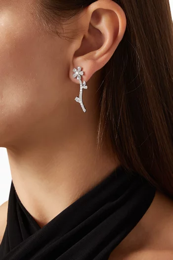 Marguerite Diamond Earrings in 18kt White Gold & Rhodium Vermeil