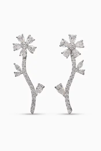 Marguerite Diamond Earrings in 18kt White Gold & Rhodium Vermeil