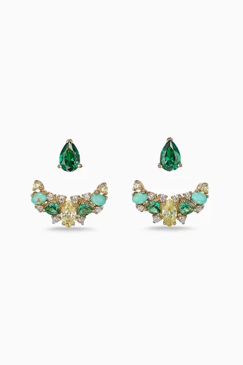 Emerald Twinkle Ear-Jackets in 18kt Yellow Gold Vermeil