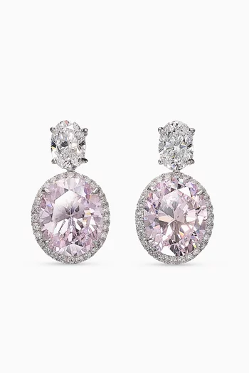 Rose Celestial Halo Earrings in 18kt White Gold Vermeil