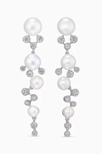 Constellation Pearl Earrings in 18kt White Gold Vermeil