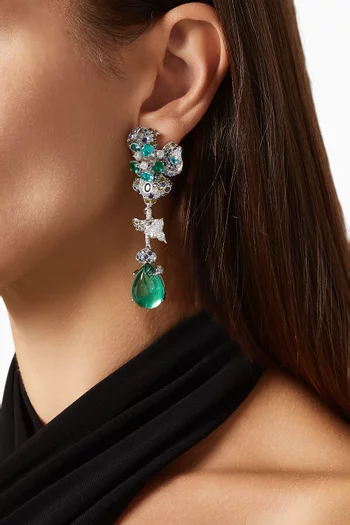 Paraiba Orchid Earrings in 18kt White Gold Vermeil