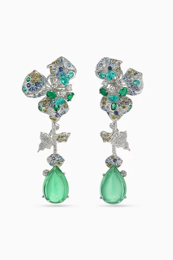 Paraiba Orchid Earrings in 18kt White Gold Vermeil