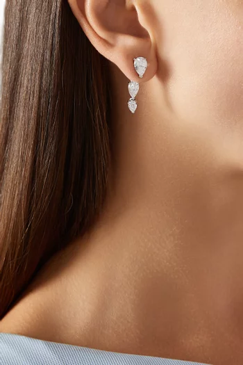 Mini Nova Diamond Drop Earrings in 18kt White Gold Vermeil
