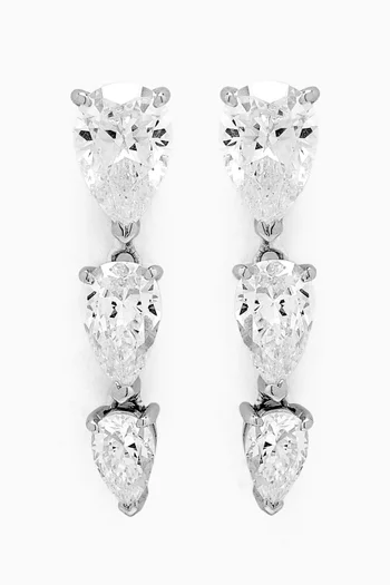 Mini Nova Diamond Drop Earrings in 18kt White Gold Vermeil